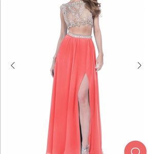Coral 2 piece prom dress